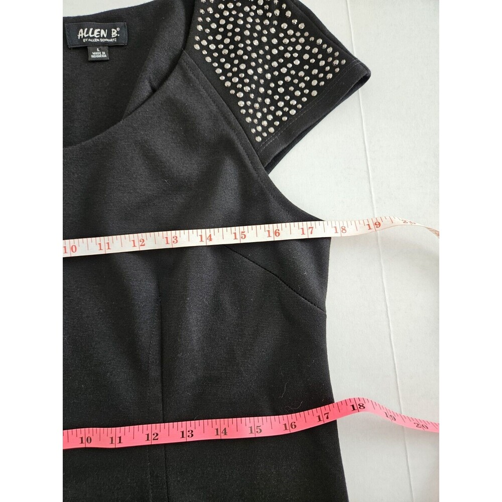Allen B. By Allen Schwartz Black Sheath Dress With Black Rhinestones Size L - Picture 9 of 9